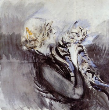 猫を連れた女性 ジャンル ジョバンニ・ボルディーニ Oil Paintings